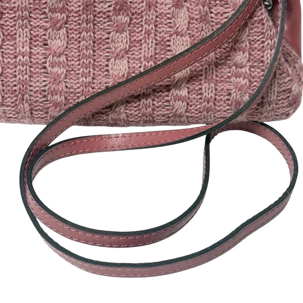 PATRICIA NASH Silvia Frame Bag Dusty Rose Leather & Knit Kiss Lock Crossbody
